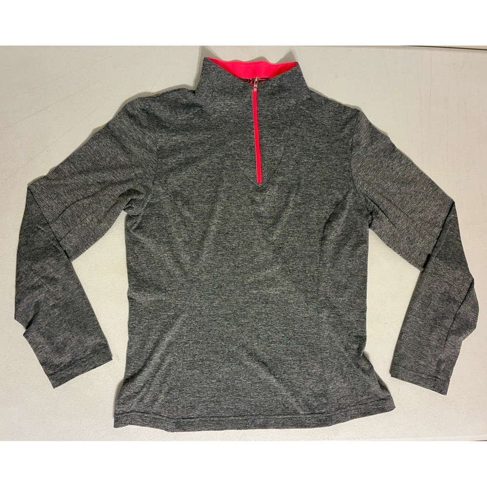 SPYDER Active Women's Size 12 Pullover 1/4 Zip Top Gray Long Sleeve Sweater Base